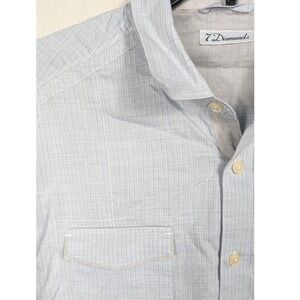 7 Diamonds Button Down Shirt Mens Large Light Blue Short Sleeve Pockets